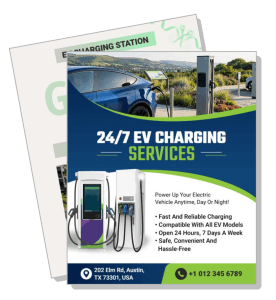 247 ev charging services brochure fast reliable convenient open 24 hours template