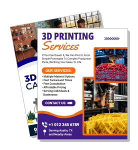 3d printing services brochure multiple material options austin tx template