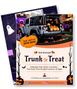 3rd annual trunk or treat halloween event flyer template