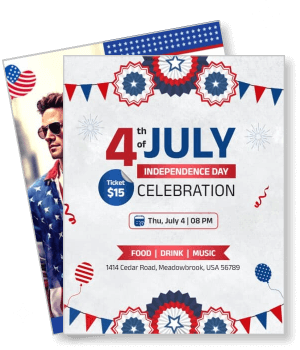 4th july independence day celebration with event details and ticket price template