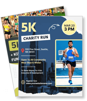 5k charity run seattle community event running marathon promotion template