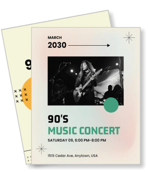 90s music concert event march 2030 anytown guitar performance template
