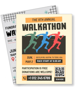 9th annual walkathon event runner silhouettes donation details date austin texas template