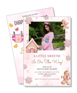 a little sweetie on the way baby shower invitation card design template