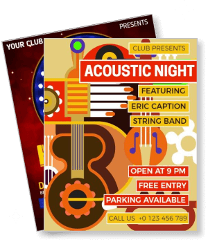 acoustic night music event poster design guitar theme template