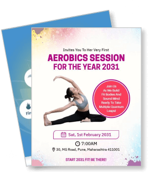 aerobics session invitation 2031 yoga pose fitness event template