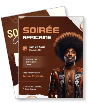 african themed party event afro hairstyle music dance paris venue template