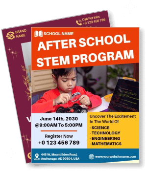after school stem program with young boy in red shirt assembling robot template