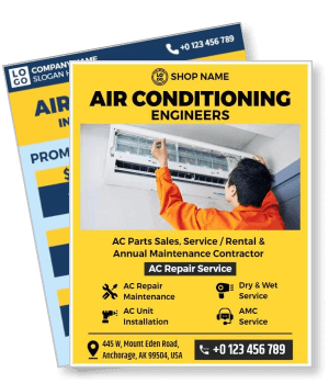 air conditioning repair service flyer design with contact information template