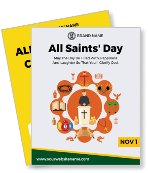 all saints day celebration with religious icons and message template