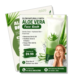 aloe vera face wash advertisement gentle clean hydrated skin soothe irritation template