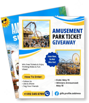 amusement park ticket giveaway poster social media template