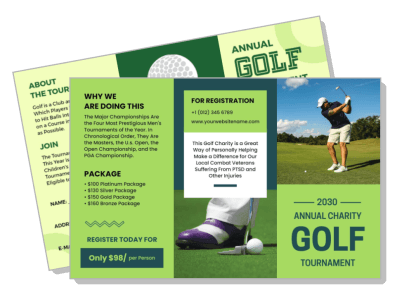 annual charity golf tournament flyer design 2030 template