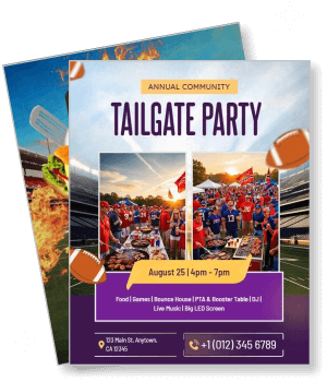 annual community tailgate party event poster invitation design template