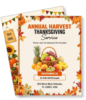 annual harvest thanksgiving service invitation fall theme orlando template