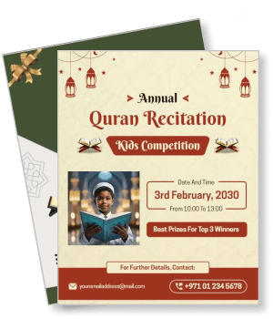 annual quran recitation kids competition with contact details template