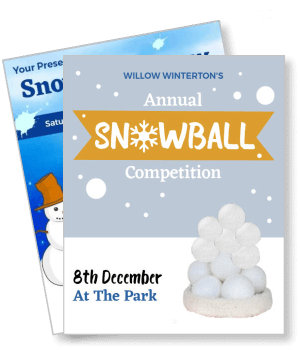 annual snowball competition december event park invite template