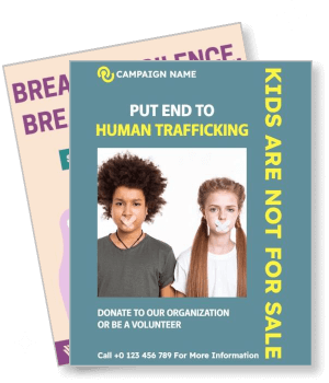 anti human trafficking awareness campaign with children call to action template