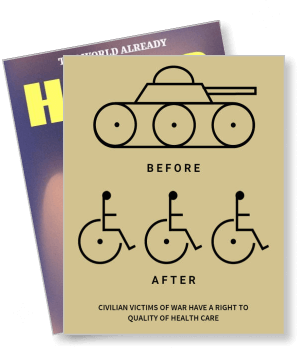 anti war civilian victims right to health care awareness template