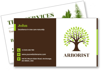 arborist business card design tree care services contact details template