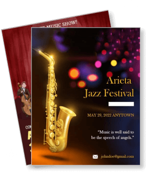 arieta jazz festival with saxophone and event details template