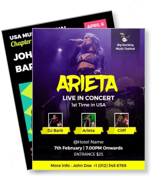 arieta live in concert poster big rocking music festival event usa tour template