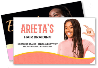 arietas hair braiding service promotion knotless senegalese micro box braids template