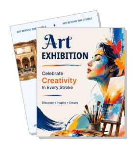 art exhibition poster celebrate creativity colorful painting event announcement template