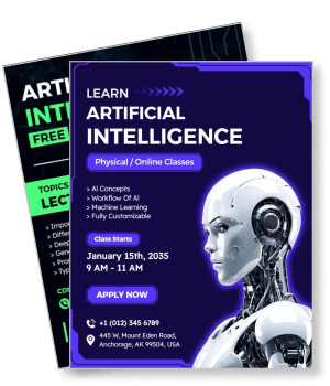 artificial intelligence class robot themed design dark background template