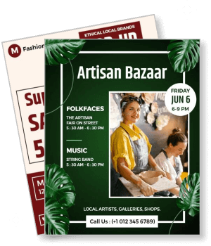 artisan bazaar event with artists and band information template