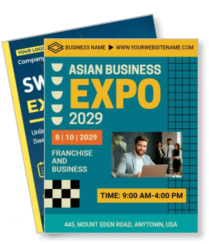 asian business expo 2029 with date and time details template