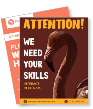 attention flamingo skill need interact club call to action design template