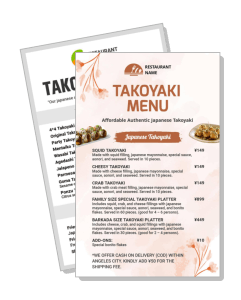 authentic japanese takoyaki restaurant menu design template