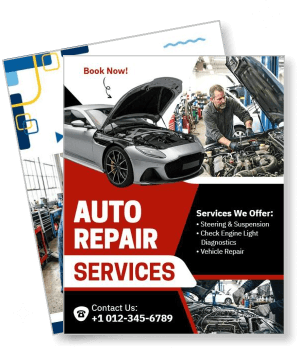 auto repair services flyer design engine diagnostics contact information template