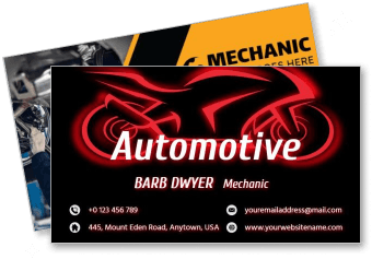 automotive mechanic business card design with contact info template