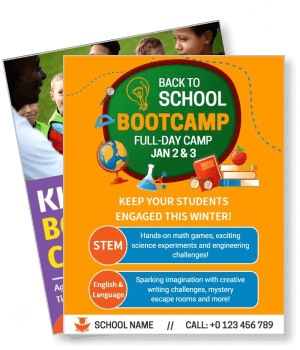 back to school bootcamp full day camp with kids and stem activities template