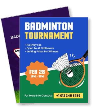 badminton tournament with date time contact details template