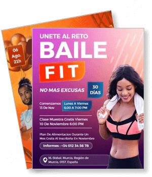 baile fit dance fitness challenge no excuses 30 days workout advertisement template