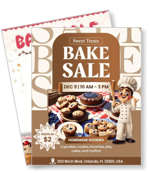 bake sale flyer homemade goodies pastries cupcakes event december orlando template