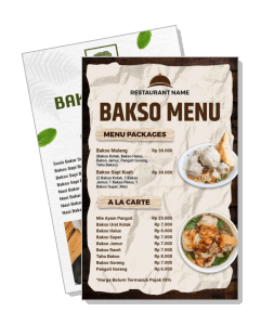 bakso menu design with menu packages and a la carte options template