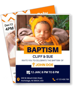 baptism invitation card infant celebration event details template