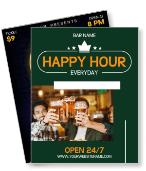 bar happy hour promotion design template