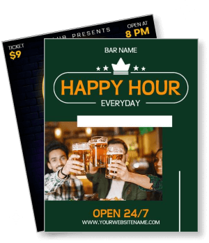 bar happy hour promotion poster flyer design template