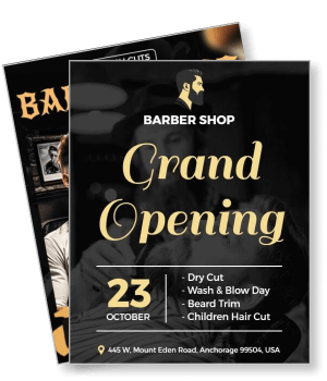 barber shop grand opening event flyer template hairdressing services poster