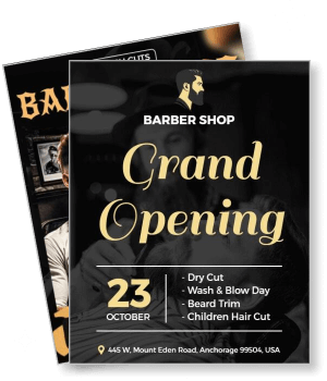 barber shop grand opening event template hairdressing services