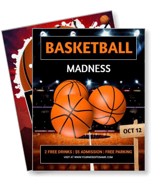 basketball madness event with balls and promotional details template