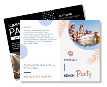 beach club summer party invitation design with event details template