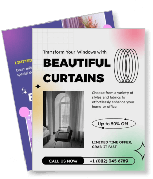 beautiful curtains promotion discount flyer template