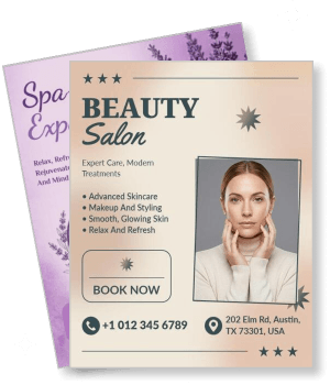 beauty salon booking advertisement expert care modern treatments template