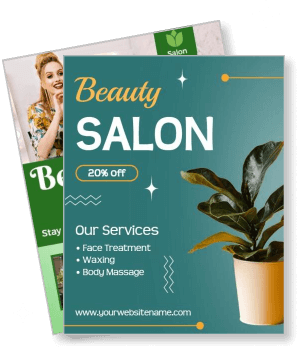 beauty salon design with 20 percent discount on services template